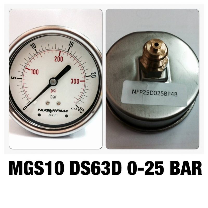 เกจหน้าปัด 2.5 เกลียวทองเหลืองออกหลัง MGS10 DSD63D 0-25 BAR