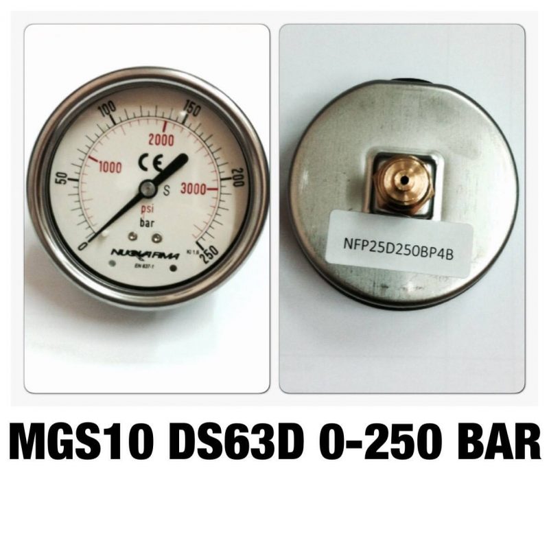 เกจหน้าปัด 2.5 เกลียวทองเหลืองออกหลัง MGS10 DSD63D 0-250 BAR