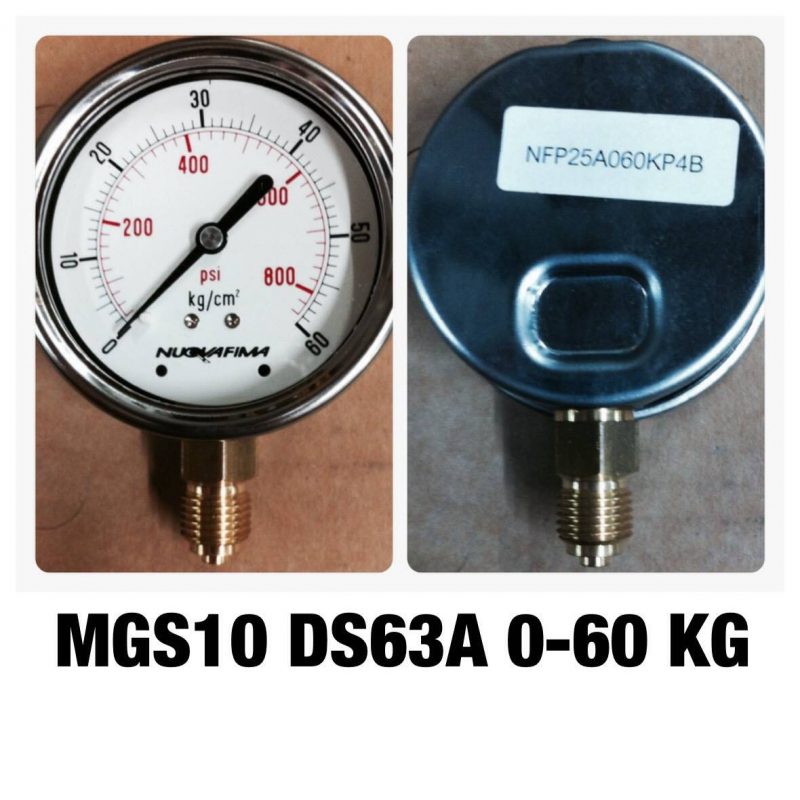 เกจทองเหลือง 2.5 ออกล่าง  MGS10 DS63A 0-60 KG
