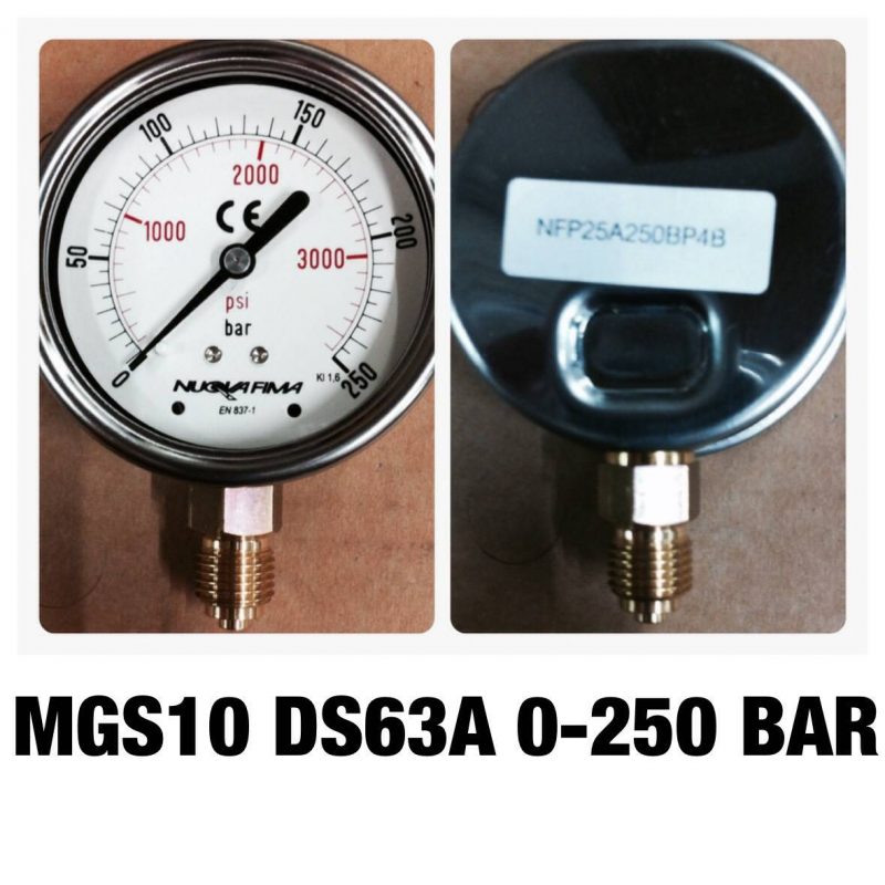เกจทองเหลือง 2.5 ออกล่าง MGS10 DS63A 0-250 BAR