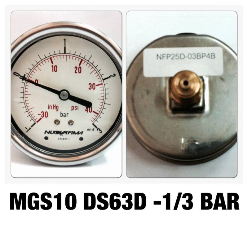  เกจหน้าปัด 2.5 เกลียวทองเหลืองออกหลัง  MGS10 DSD63D -1/3 BAR