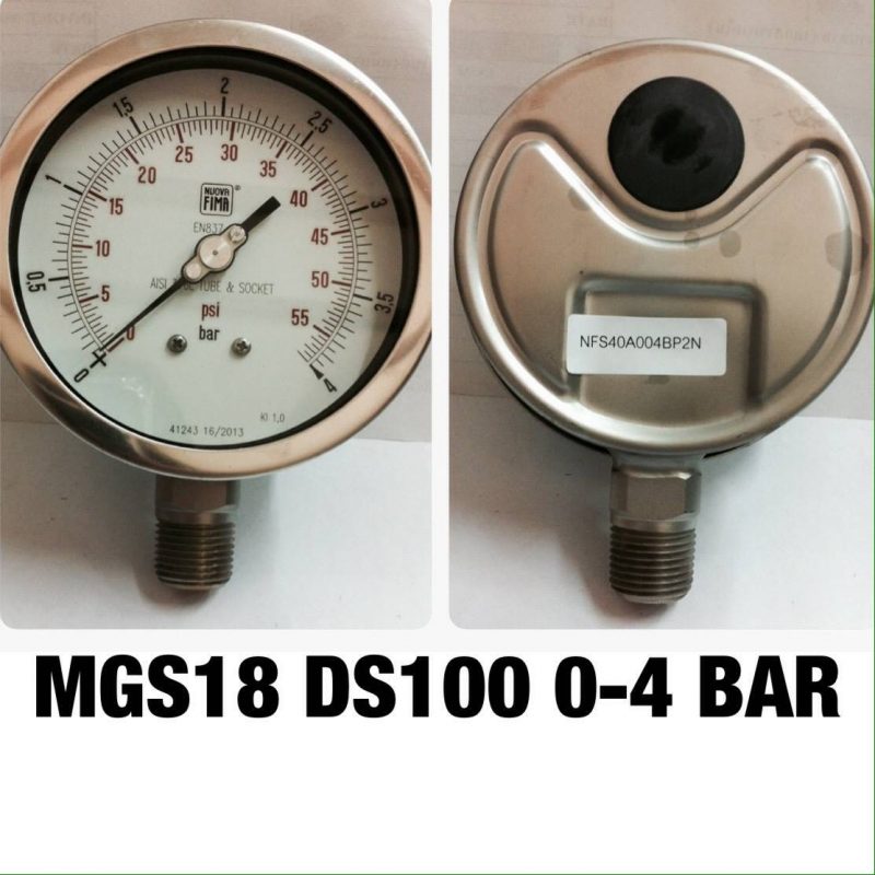 เกจ 4 สแตนเลส ออกล่าง MGS18 DS100A 0-4BAR