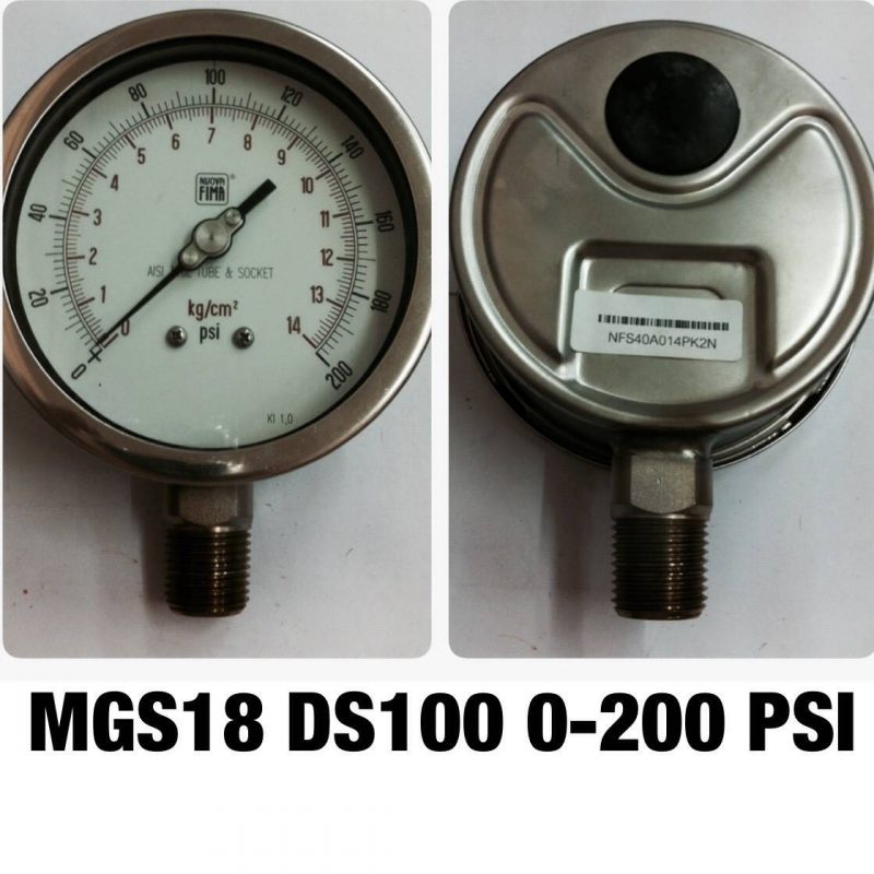 เกจ 4 สแตนเลส ออกล่าง MGS18 DS100A 0-200PSI