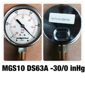 แวคคั่ม&คอมพาวเกจ หน้าปัด2.5 เกลียวทองเหลืองออกล่าง MGS10 DS63A -30/0 inHg