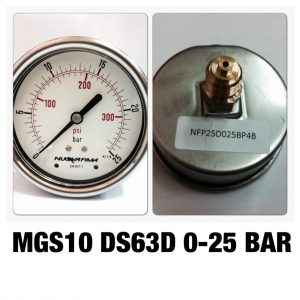 เกจหน้าปัด 2.5 เกลียวทองเหลืองออกหลัง MGS10 DSD63D 0-25 BAR