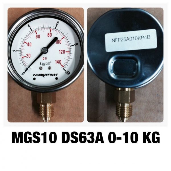 เกจ 2.5 เกลียวทองเหลือง ออกกล่าง 1 Bar-40 Bar MGS10 DS63A 0-10 KG