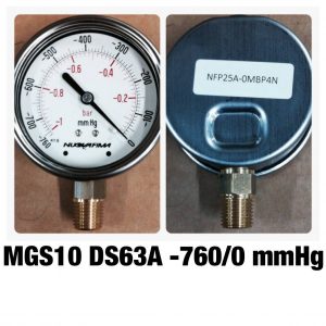 แวคคั่ม&คอมพาวเกจ หน้าปัด2.5 เกลียวทองเหลืองออกล่าง MGS10 DS63A -760/0 mmHg
