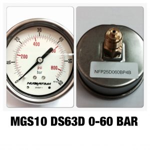 เกจหน้าปัด 2.5 เกลียวทองเหลืองออกหลัง MGS10 DSD63D 0-60 BAR