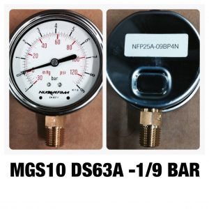 แวคคั่ม&คอมพาวเกจ-หน้าปัด2.5-เกลียวทองเหลืองออกล่าง. 1/9 bar