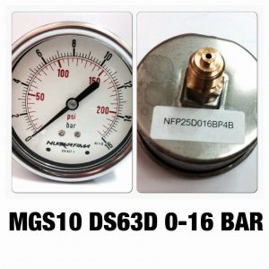 เกจหน้าปัด 2.5 เกลียวทองเหลืองออกหลัง MGS10 DSD63D 0-16 BAR