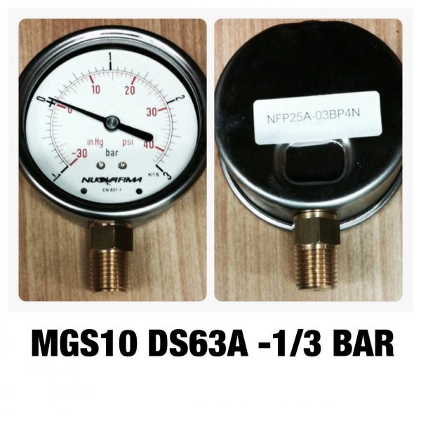 แวคคั่ม&คอมพาวเกจ หน้าปัด2.5 เกลียวทองเหลืองออกล่าง MGS10 DS63A -1/3 BAR