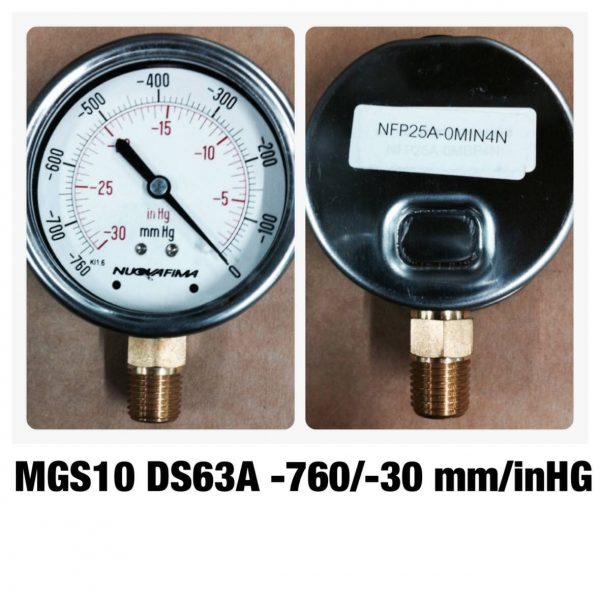 แวคคั่ม&คอมพาวเกจ หน้าปัด2.5 เกลียวทองเหลืองออกล่าง MGS10 DS63A -760/-30mm/inHG