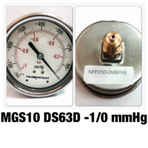 เกจหน้าปัด 2.5 เกลียวทองเหลืองออกหลัง MGS10 DSD63D -1/0 mmHg