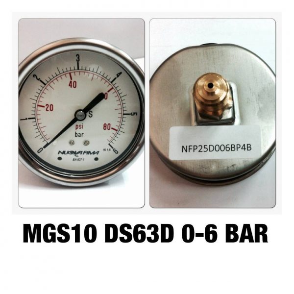 เกจหน้าปัด 2.5 เกลียวทองเหลืองออกหลัง MGS10 DSD63D 0-6 BAR