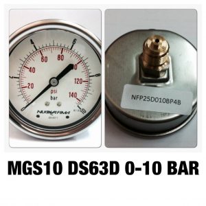 เกจหน้าปัด 2.5 เกลียวทองเหลืองออกหลัง MGS10 DSD63D 0-10 BAR