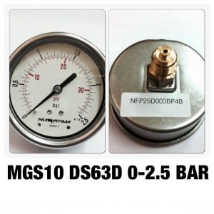 เกจหน้าปัด 2.5 เกลียวทองเหลืองออกหลัง MGS10 DSD63D 0-2.5 BAR