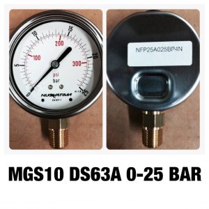 เกจ 2.5 เกลียวทองเหลือง ออกกล่าง 1 Bar-40 Bar MGS10 DS63A 0-25 BAR