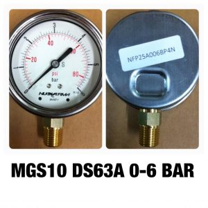 เกจ 2.5 เกลียวทองเหลือง ออกกล่าง 1 Bar-40 Bar MGS10 DS63A 0-6 BAR