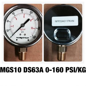 เกจ 2.5 เกลียวทองเหลือง ออกกล่าง 1 Bar-40 Bar MGS10 DS63A 0-160 PSI/KG