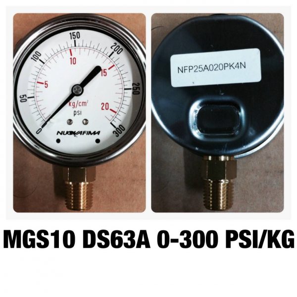 เกจ 2.5 เกลียวทองเหลือง ออกกล่าง 1 Bar-40 Bar MGS10 DS63A 0-300 PSI/KG