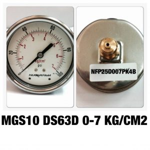 เกจหน้าปัด 2.5 เกลียวทองเหลืองออกหลัง MGS10 DSD63D 0-7 KG/CM2