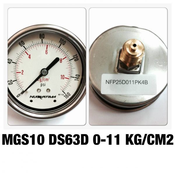 เกจหน้าปัด 2.5 เกลียวทองเหลืองออกหลัง MGS10 DSD63D 0-11 KG/CM2