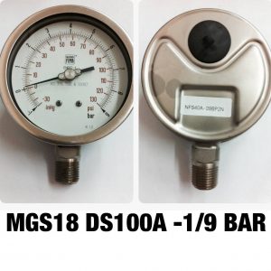 เกจสแตนเลส 4 ออกล่าง แวคคั่ม&คอมพาวเกจ MGS18 DS100A -1/9 BAR