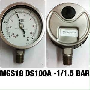 เกจสแตนเลส 4 ออกล่าง แวคคั่ม&คอมพาวเกจ MGS18 DS100A -1/1.5 BAR