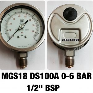 เกจ 4 สแตนเลส ออกล่าง MGS18 DS100A 0-6BAR 1/2"BSP