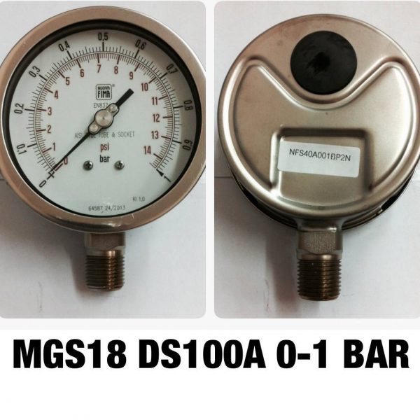 เกจ 4 สแตนเลส ออกล่าง MGS18 DS100A 0-1BAR