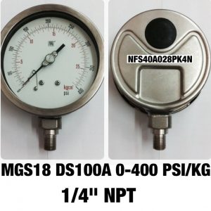 เกจ 4 สแตนเลส ออกล่าง MGS18 DS100A 0-400 PSI/KG 1/4" NPT