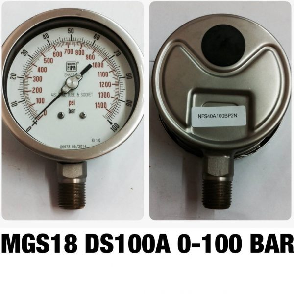 เกจ 4 สแตนเลส ออกล่าง MGS18 DS100A 0-100BAR