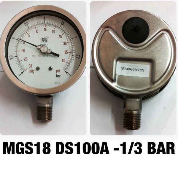 เกจสแตนเลส 4 ออกล่าง แวคคั่ม&คอมพาวเกจ MGS18 DS100A -1/3 BAR