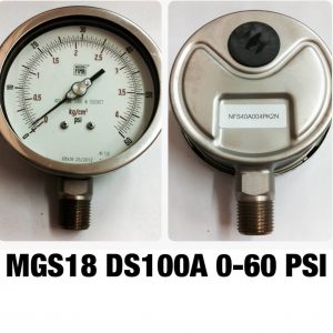 เกจ 4 สแตนเลส ออกล่าง MGS18 DS100A 0-60PSI