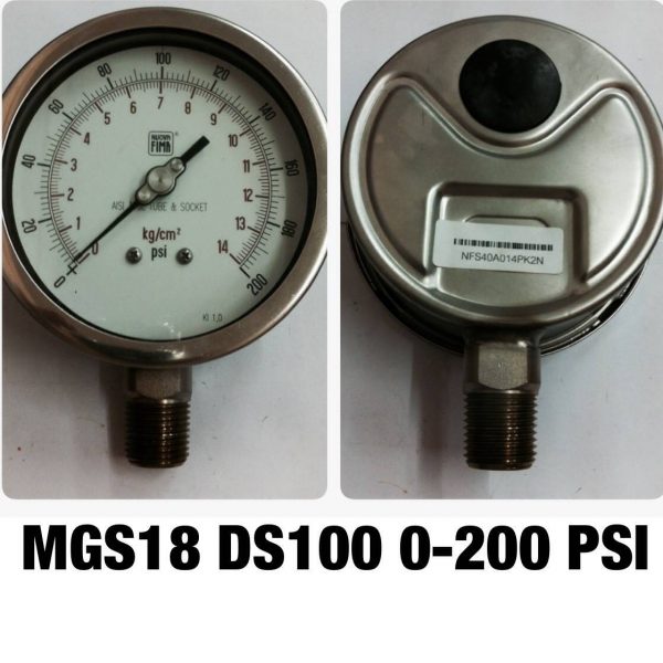 เกจ 4 สแตนเลส ออกล่าง MGS18 DS100A 0-200PSI