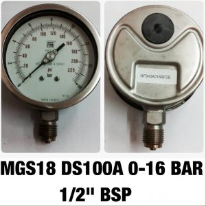 เกจ 4 สแตนเลส ออกล่าง MGS18 DS100A 0-16 BAR 1/2" BSP