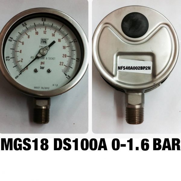 เกจ 4 สแตนเลส ออกล่าง MGS18 DS100A 0-1.6 BAR