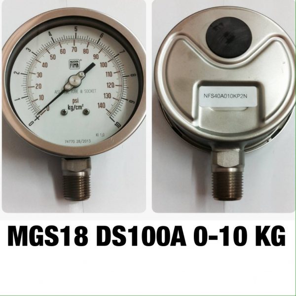เกจ 4 สแตนเลส ออกล่าง MGS18 DS100A 0-10 KG