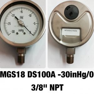 เกจสแตนเลส 4 ออกล่าง แวคคั่ม&คอมพาวเกจ MGS18 DS100A -30inHg/0 3/8" NPT