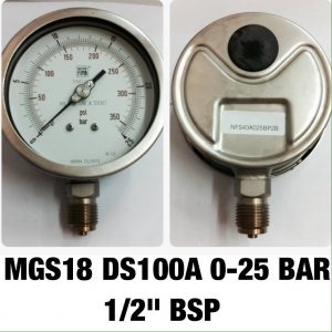 เกจ 4 สแตนเลส ออกล่าง MGS18 DS100A 0-25 BAR 1/2"BSP