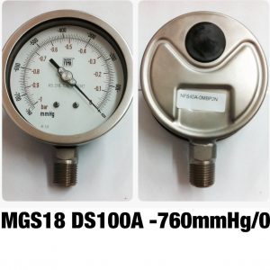 เกจสแตนเลส 4 ออกล่าง แวคคั่ม&คอมพาวเกจ MGS18 DS100A -760mmHG/0