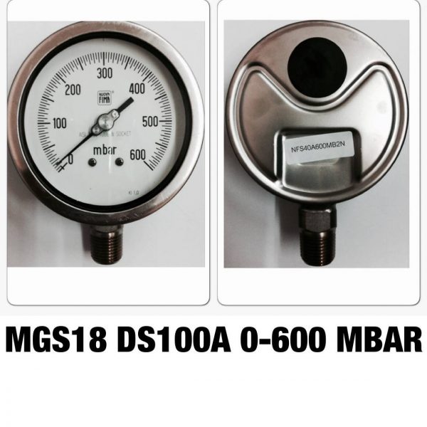 เกจ 4 สแตนเลส ออกล่าง MGS18 DS100A 0-600 MBAR